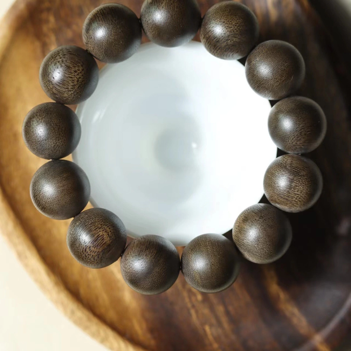 Authentic Vietnam Baiqinan High Grade Natural Agarwood Bracelet End Buddha Bead Recitation Qinan