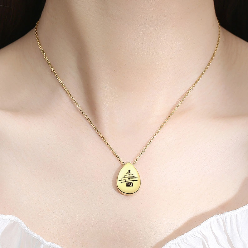 Water Drop Engraved Actual Handwriting Necklace Fashion Jewelry Promotion Gift