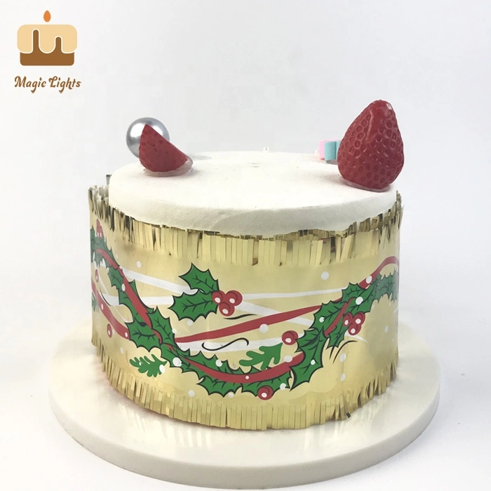 Wholesale Gold Holly Red Merry Christmas Cake Frill Band