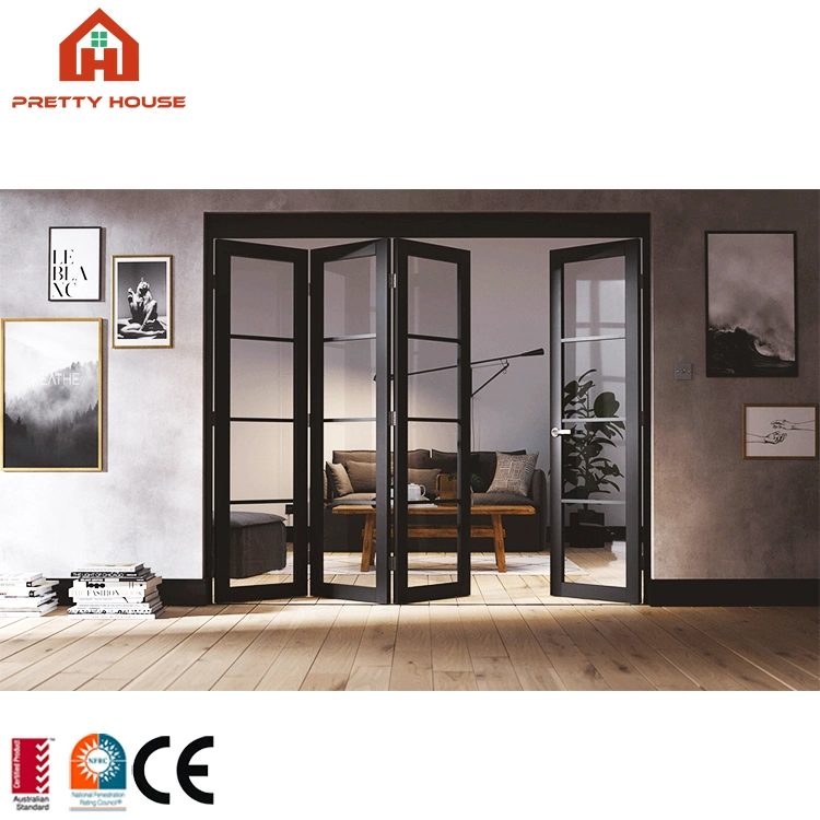 European Style Double Glazing Aluminum Glass Interior Bi Folding Doors