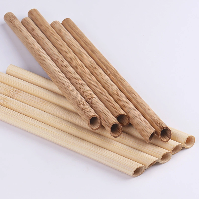 Sharp End Flat End Carbonized Reusable Natural China Drinking Straw Bamboo Straw