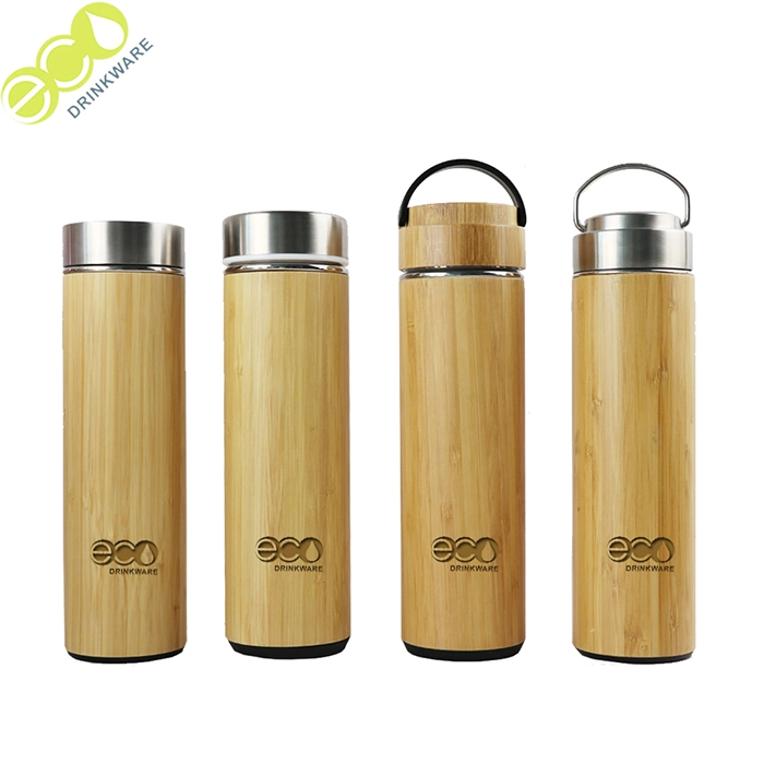 530ml/18oz Natural Stainless Steel Bamboo Vacuum Insulated Infuser Bamboo Thermos Wholesale