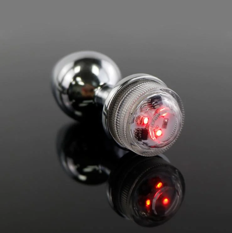 Metal Plug Anal S/M/L Size Diversão brinquedos sexuais acende rolha de topo a topo LED Plug brilham no escuro