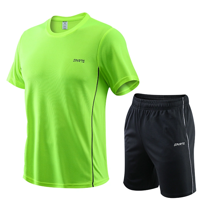 Sy-4630 Traje deportivo personalizadas del verano de los hombres transpirable Short-Sleeved Casual de dos piezas de ropa deportiva Fitness ejecutando cortos