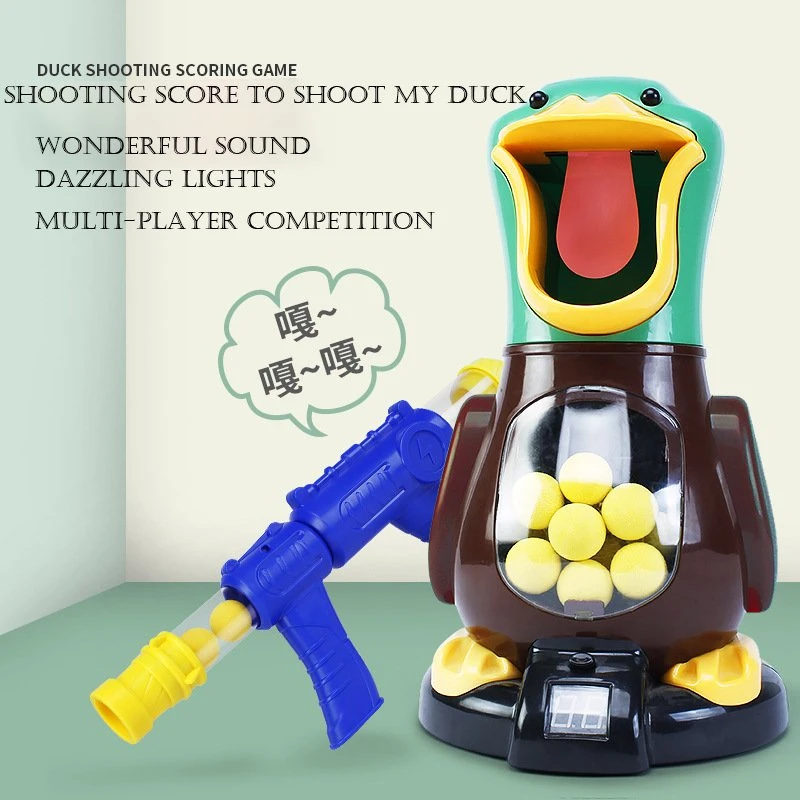 Novelty Shooting Toys with Light Hungry Shooting Duck Air-Powered Gun Soft Bullet Ball Electronic Scoring Battle Games Kid Gift