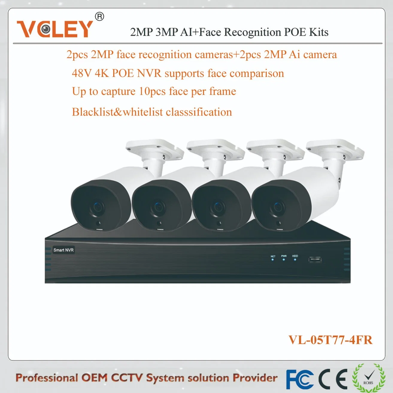 Cámaras IP CCTV DVR NVR Kit grabador de sistema de reconocimiento facial