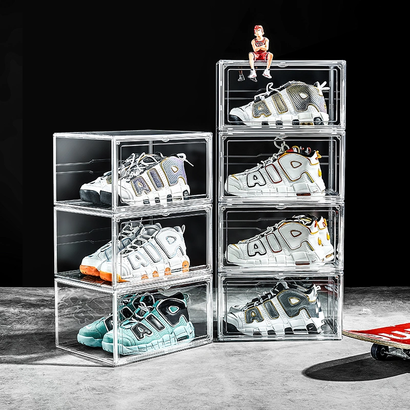 Wholesale Transparent Plastic Sneaker Stackable Shoe Storage Boxes Drop Front Acrylic Drawer