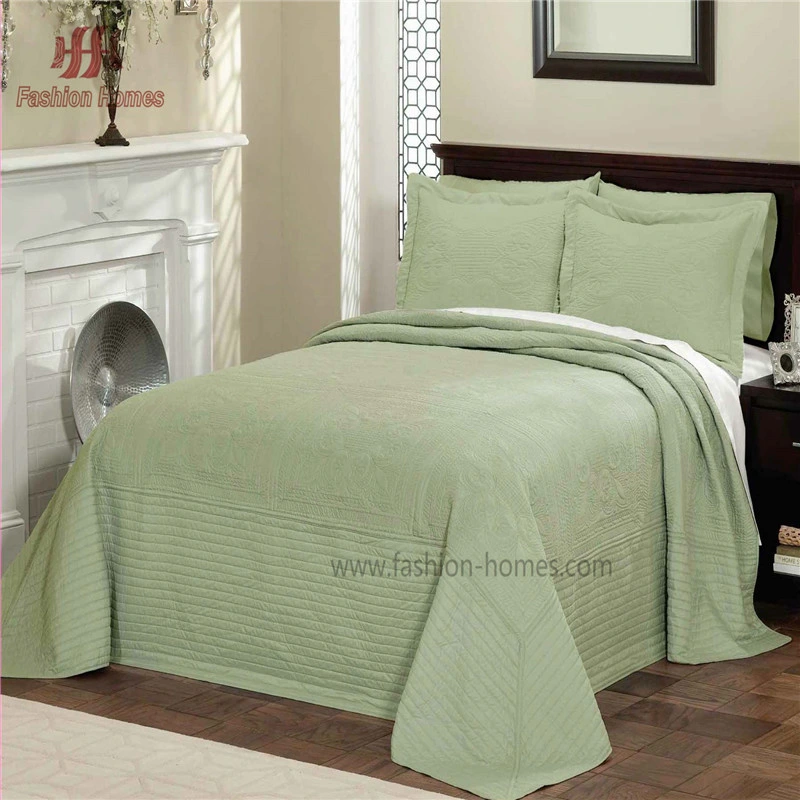 HS-11645 Traditional Embroidery Quilt Bedspread Polyester Padding Comforter Cotton Shell Bedspread Bedding Set for Home