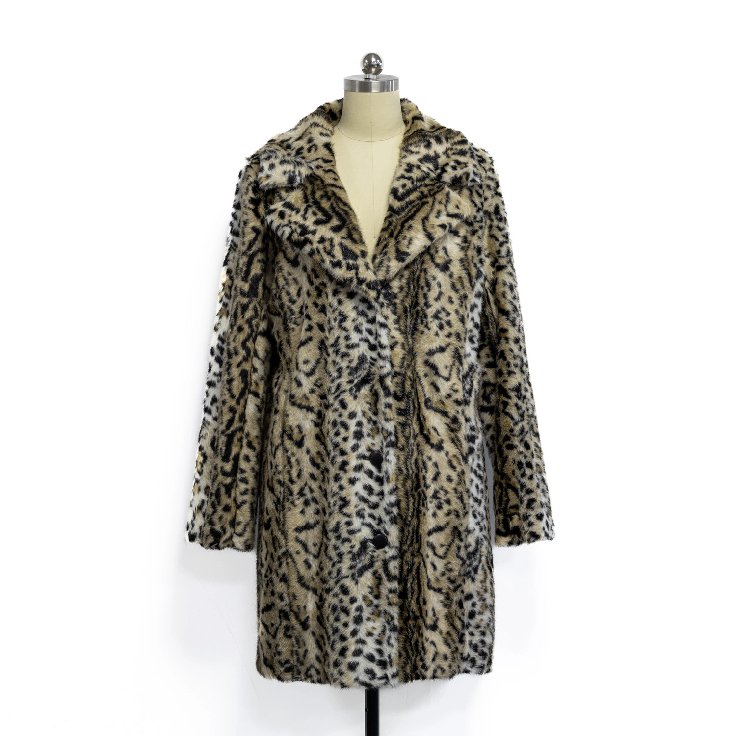 Wholesale Winter Women Faux Fur Jacket Long Sleeves Leopard Print Fashion Coat