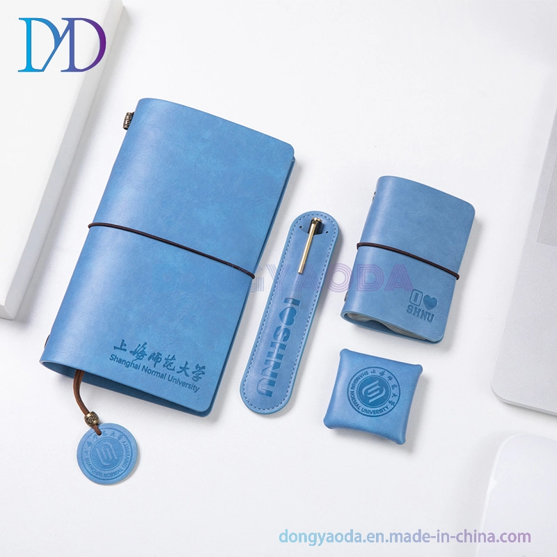 Blue Handbook Geschenkbox School Logo Notebook Card Case Bleistift Brieftasche Geldbörse Set Mit Geldbeutel