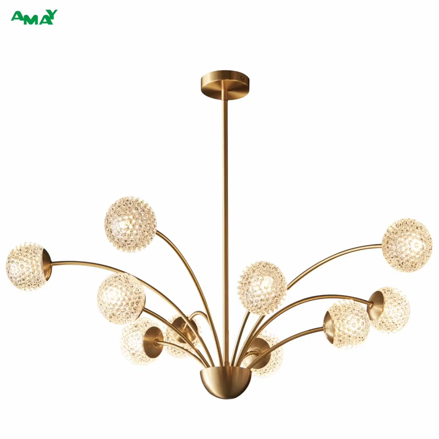 Brass Decorartion Lamp G9 Glass Material 10 Lights Chandelier