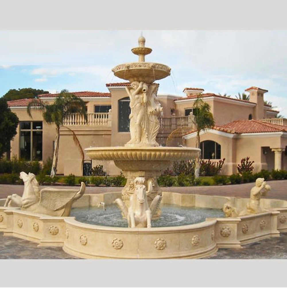 Luxury Europe Style Big Trevi Garden Water Fountains White Marble Stone Products for Building Facade