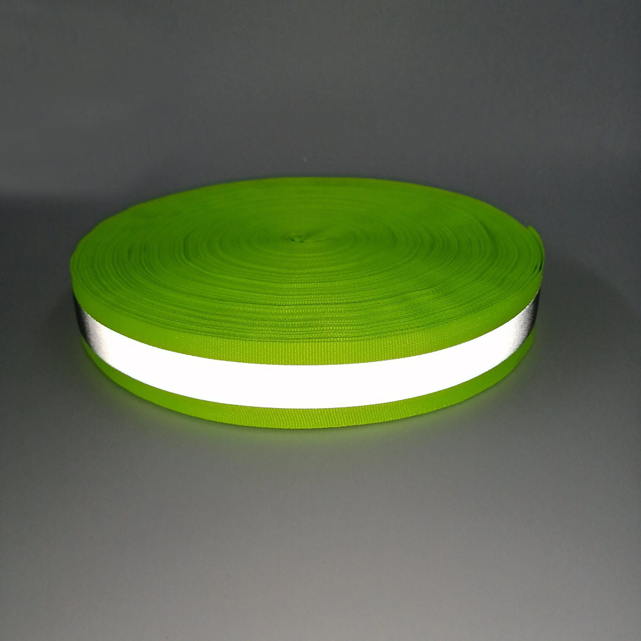 50mm Reflective Ribbon High Intensity Fluorescent Lime Green Polyester Reflective Webbing Ribbon