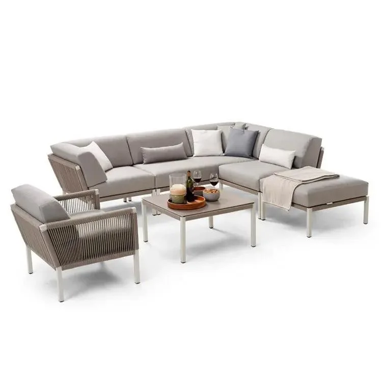 Best Selling Rope Set Corner Lounge Garden New Hotel Coming Aluminum Sofa