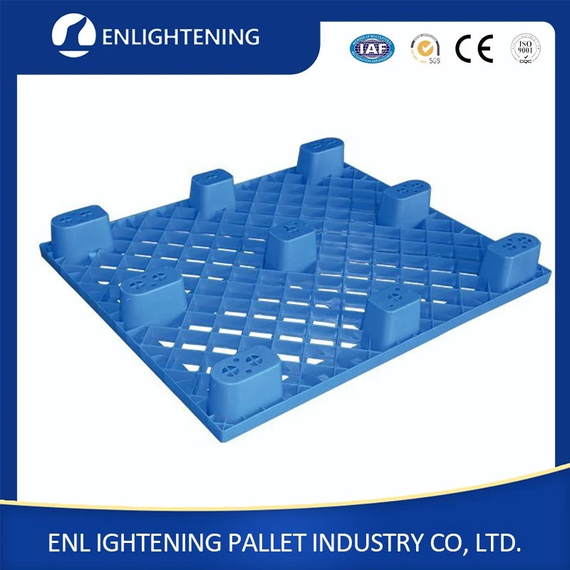 One Way Export Black Light Duty/Weight Industrial Warehouse Flooring Four Way Entry 9 Runner/Leg Nestable Recycled HDPE Disposable Plastic Pallets for Exporting