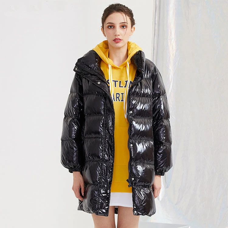 Shiny Puffer Jacket Duck Down Coat Blank for Women