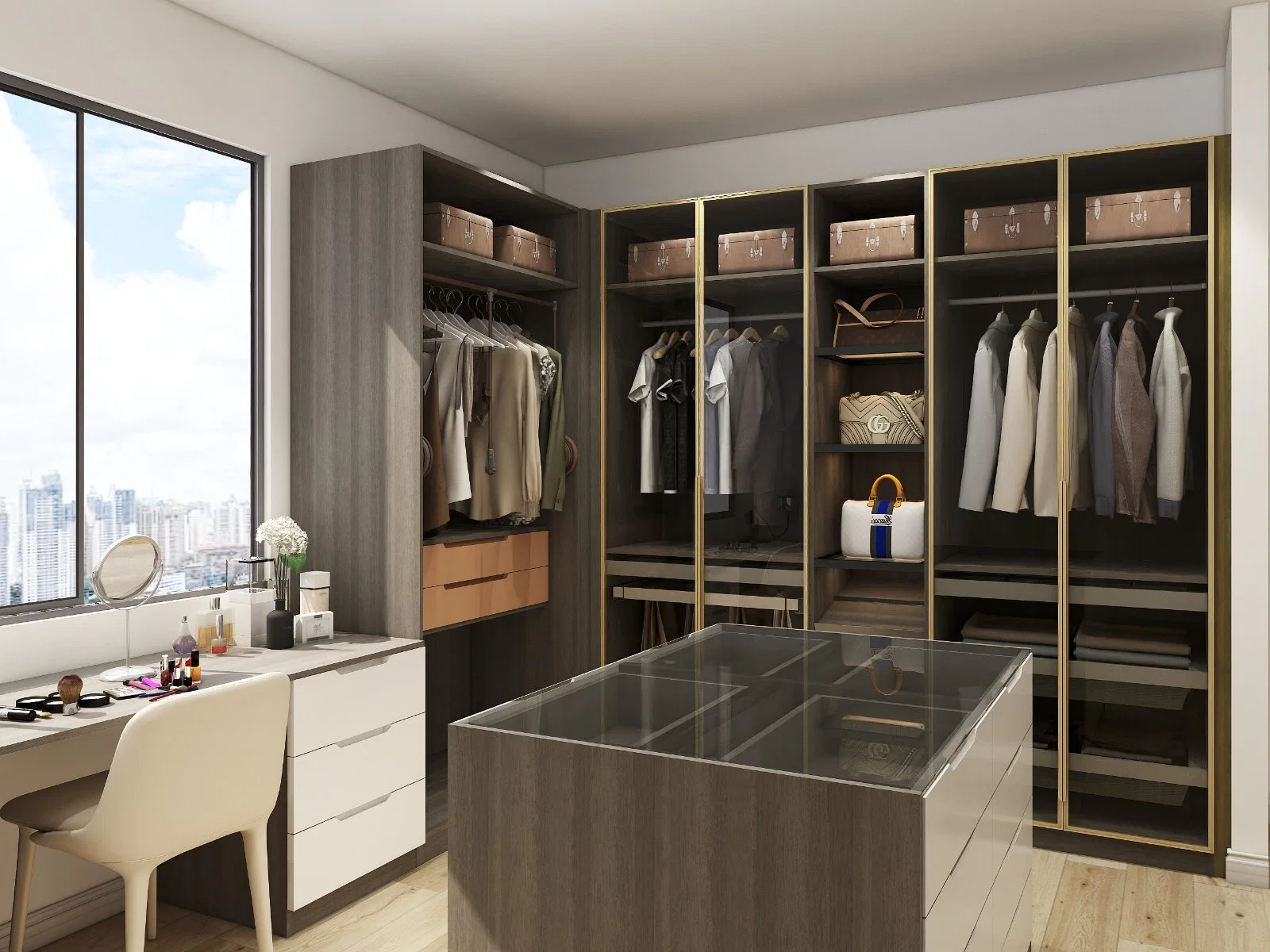 Customized Modern Luxury Furniture Wooden Bedroom Walk in Closets for Hotel and Villa