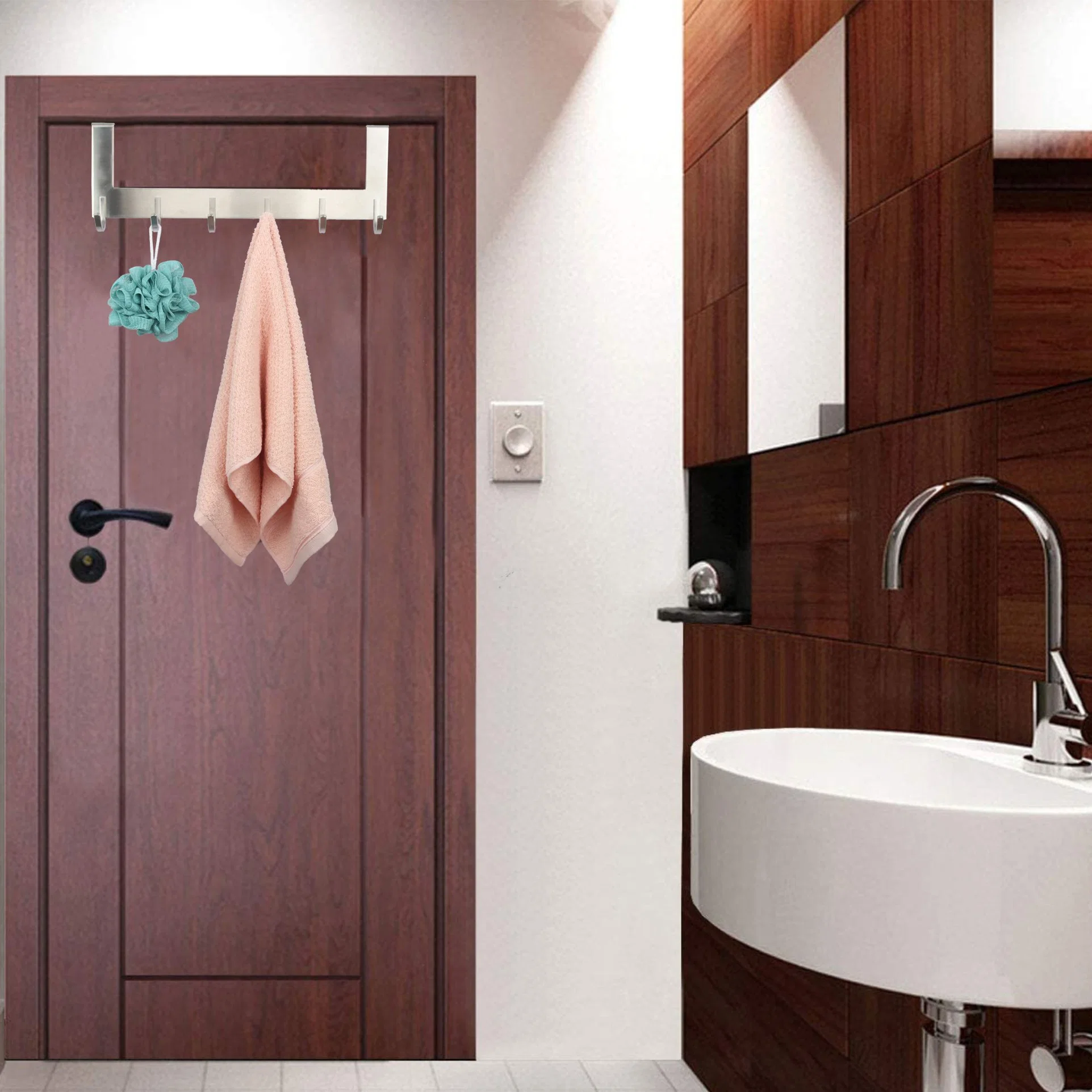 Accesorios de baño en la puerta bolsa/Ropa/Toalla/fila/Percha colgador