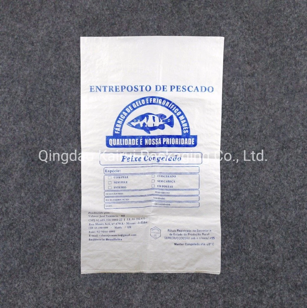 Waterproof Fish Packing Bag with OPP Laminated Offset Printing PP Woven Frozen Fish Bag