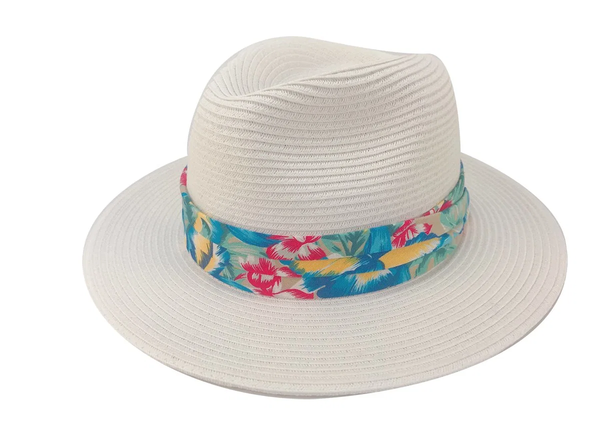 Atacado Exterior FSC papel palha Tropic Band Panama Hat