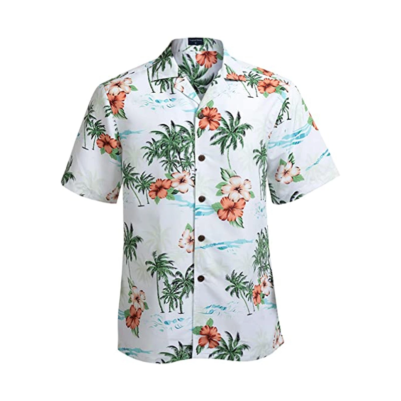 Special Hem Cuts Printed Floral Pattern Cuba Collar Blouse Shirts