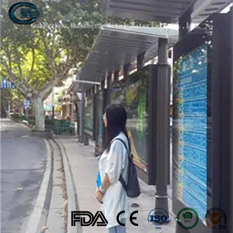 Huasheng Bus Stop Shelter China Bus Shelter Manufacturer High quality/High cost performance Advertising Stainless Steel Prefab Equipment Bench Bus Stop Shelter