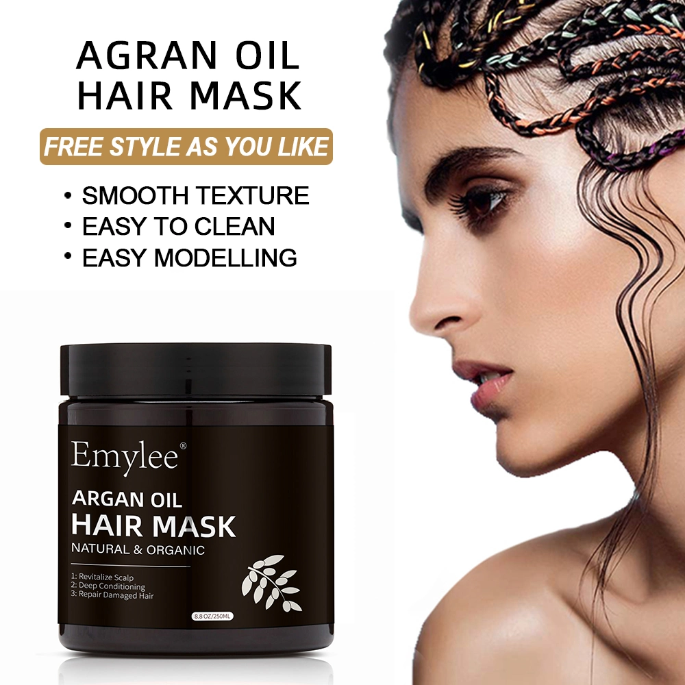 Étiquette privée soins de cheveux réparation cheveux secs endommagés Vegan Maroc Masque de cheveux d'huile d'argan