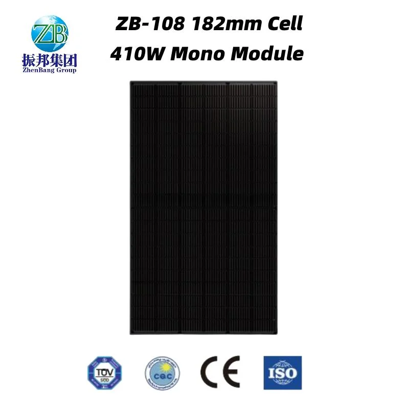 China Solar Panel Manufacturer 182mm 410W Full Screen Solar Panel 108 Cells Monocrystalline Solar Module