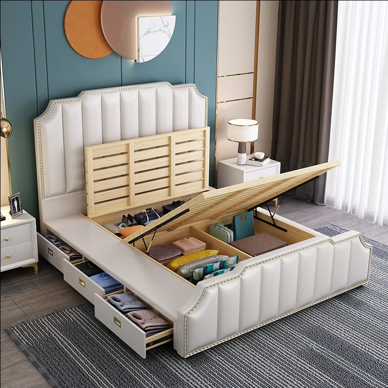 Modern Massage Folding Solid Wooden Home Bedroom Hotel Furniture Sofa Double King Bed