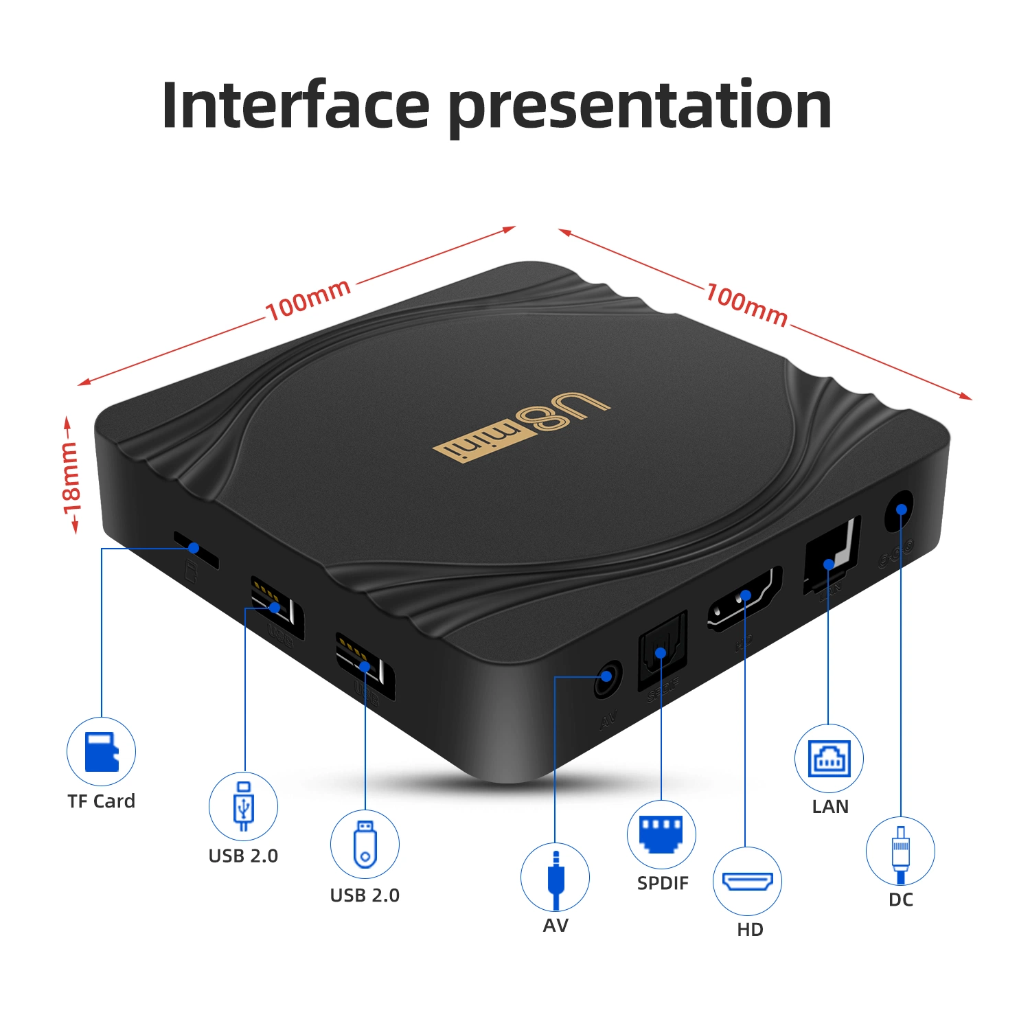 Fábrica de Shenzhen Cheapest Android TV Box 9.0 2GB 16 GB de U8 Smart TV Box Android