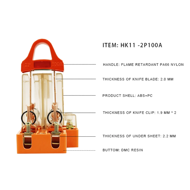 Elektrische Messerschalter 2 Pole 100A Messerwechsel aus Keramik Manueller Umschalter Für Zwei Projektionsauslöser