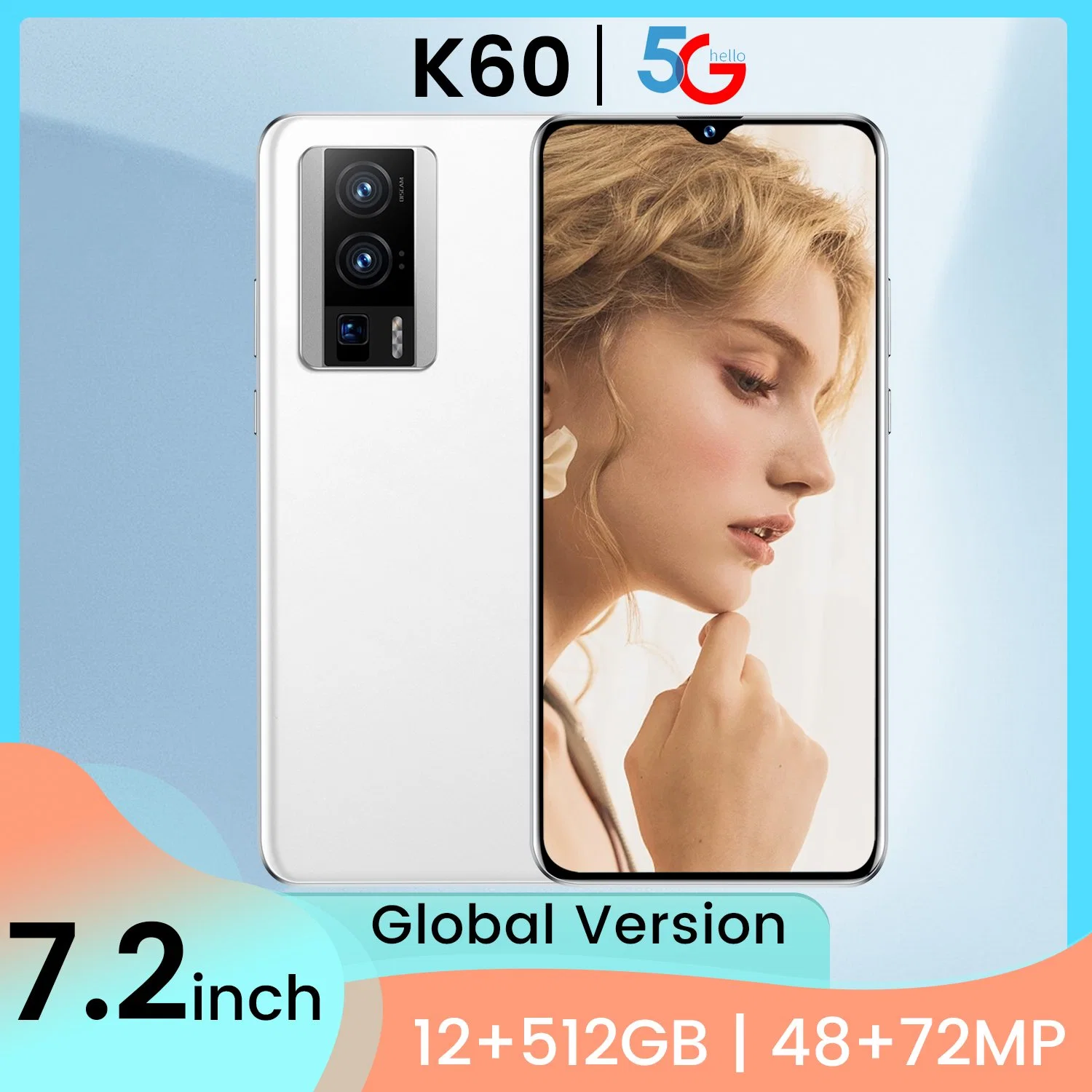 Viqee Phones Hot Sale K60 Brand New Mobile Smart Phone Android Cell Phone, OEM/ODM Ready in Stock