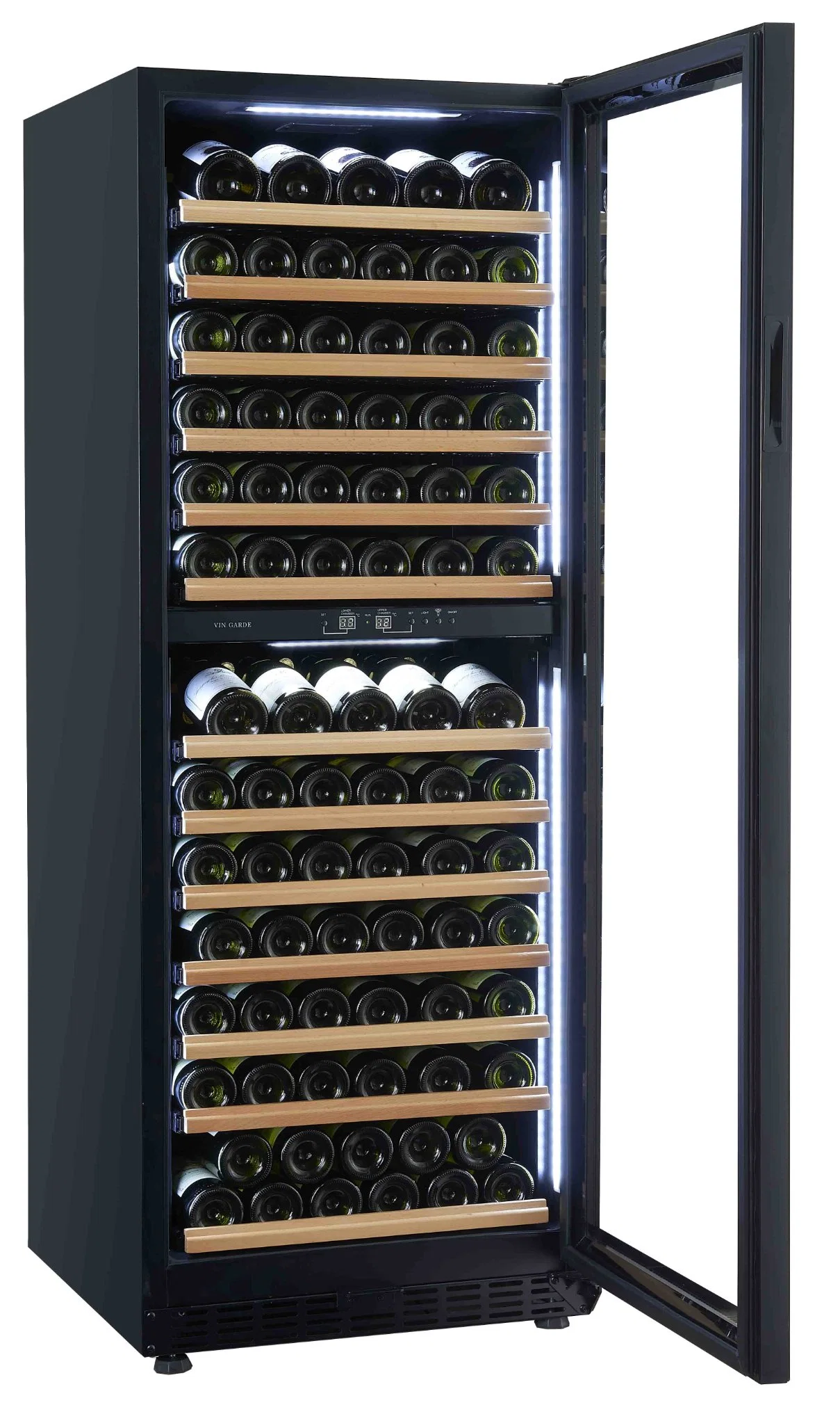 138 Bottle Dual Zone Freestanding Wine Cellar with White Side LED Light