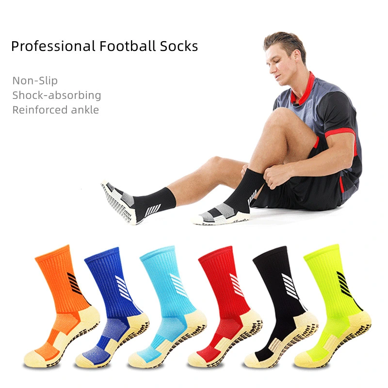 PVC-selbstklebende Fußballsocken Herren Trainingsstrumpf MIT MITTLEREM Schlauch rutschfeste Leggings Kinder Verdickt Handtuch Boden Soccer Socken Sport Socken Großhandel Baumwolle Socken