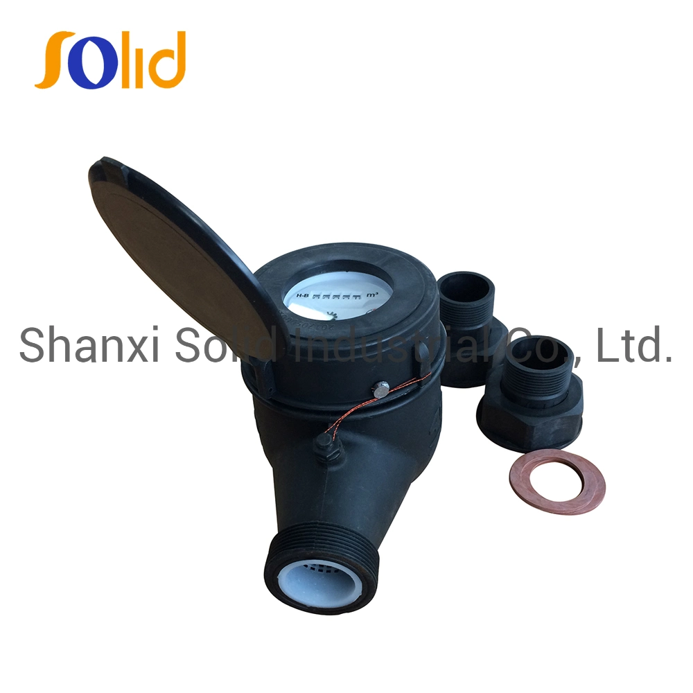 Black Plastic Nylon Material Dry Type Outside Adjustable Multi Jet Cold Water Meters