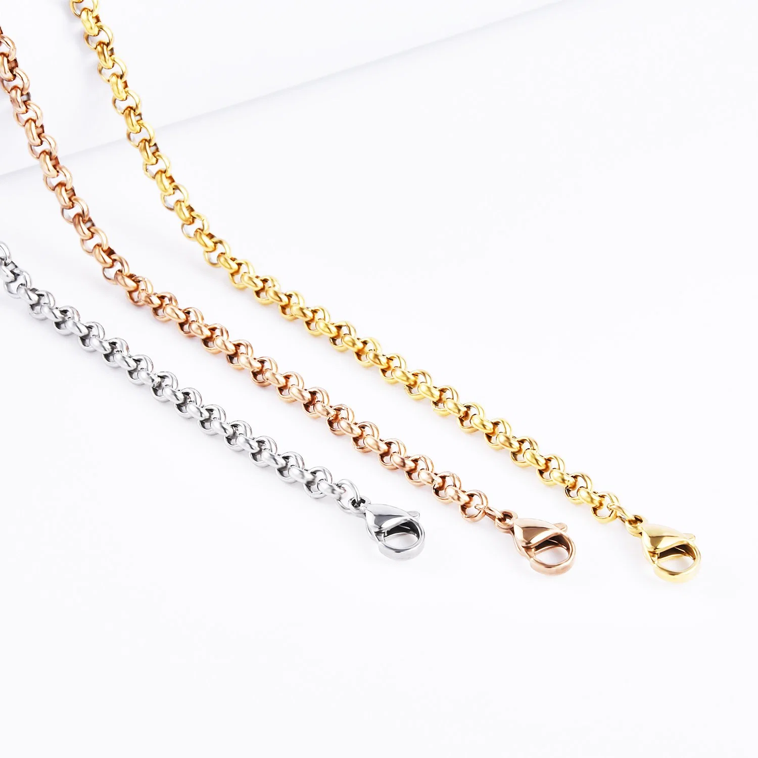 Wholesale 18K Stainless Steel Gold Plated Belcher Rolo Chain Fashion Jewelry for Necklace Bracelet Gift Handcraft Design