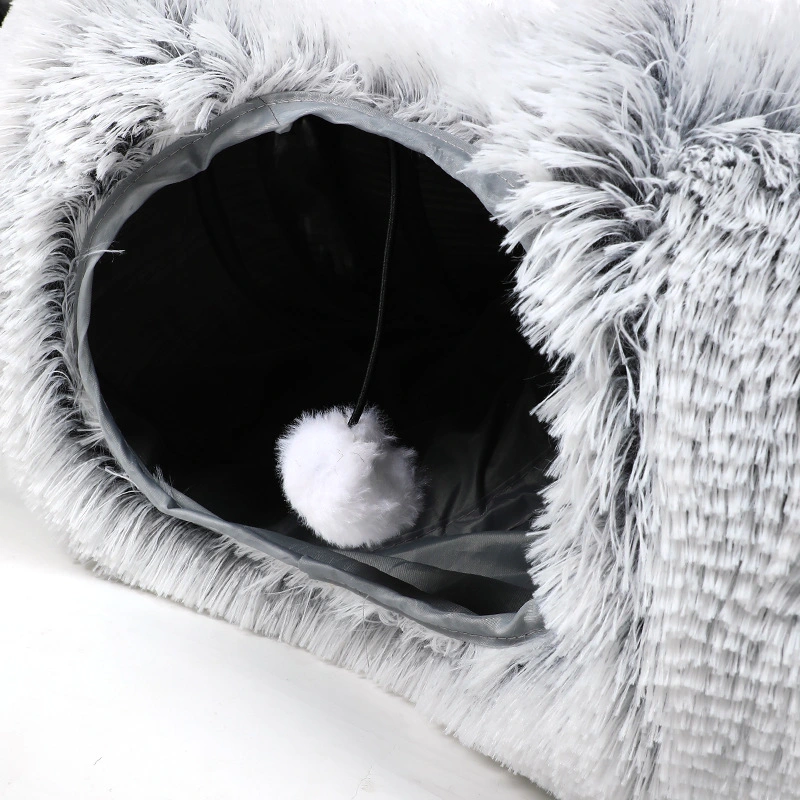 Cat Nest Cat Tunnel Pet Nest Long Plush Winter Warm Cat Mat Folding Cat Channel Dog Sofa Bed