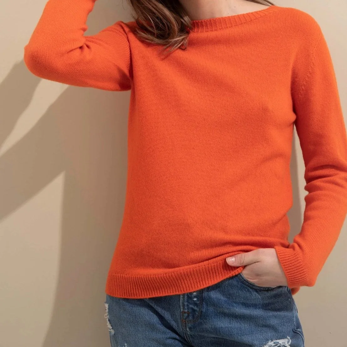 Pull classique pour femmes, col rond, 100% cachemire, pull sans couture.