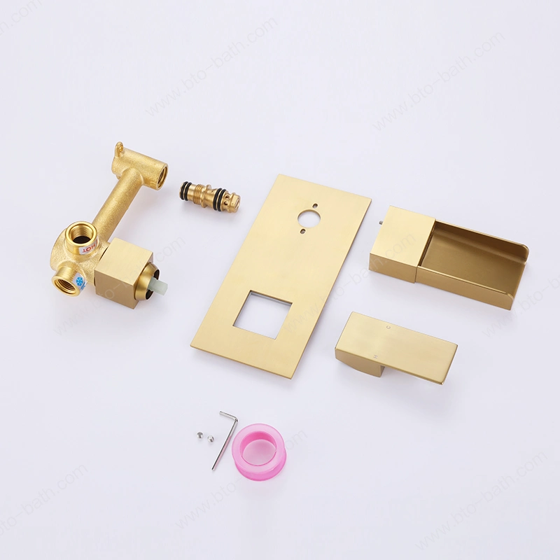 Gold Waterfall Basin Water Tap Bathroom Sink Faucets Mixer Taps Brass Faucet