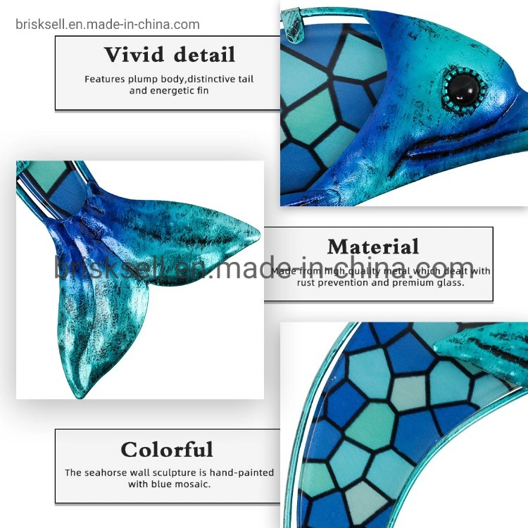 Small Dolphin Water Glass Decor Mosaic Wall Art High quality/High cost performance Metal Rust Prevention and Premium Glass Wall Decor