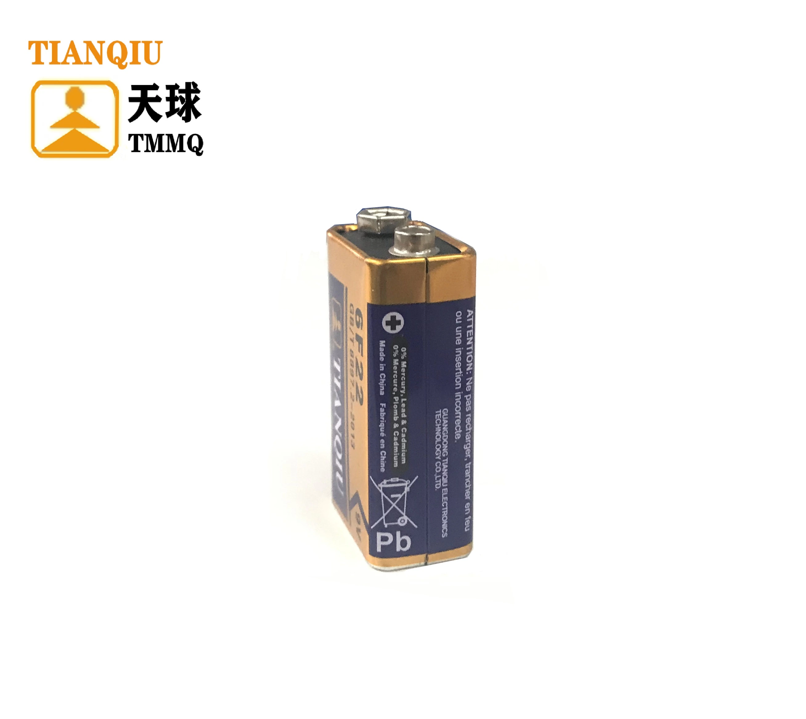 Tianqiu 9V Zink-kohle-6f22-Batterie Alkali 1,5V-Taste Cell Factory