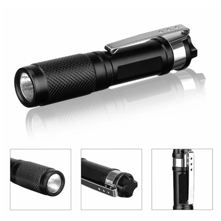 Wholesale/Supplier Camping Portable Outdoor Emergency Torch Lighting LED Pocket Sized Metal Clip Mini Durable Aluminum Flash Lamp Battery Powered LED Flashlight