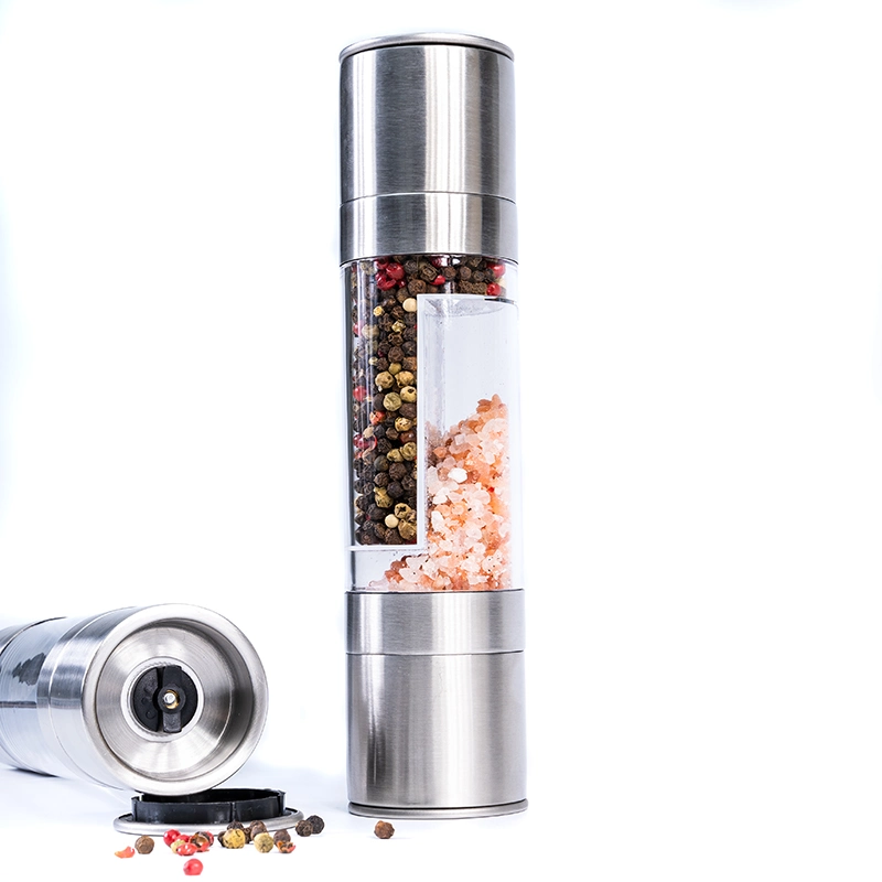 Modern Kitchen Stainless Steel Adjustable Spice Shaker 2 in 1 Salt and Pepper Mill