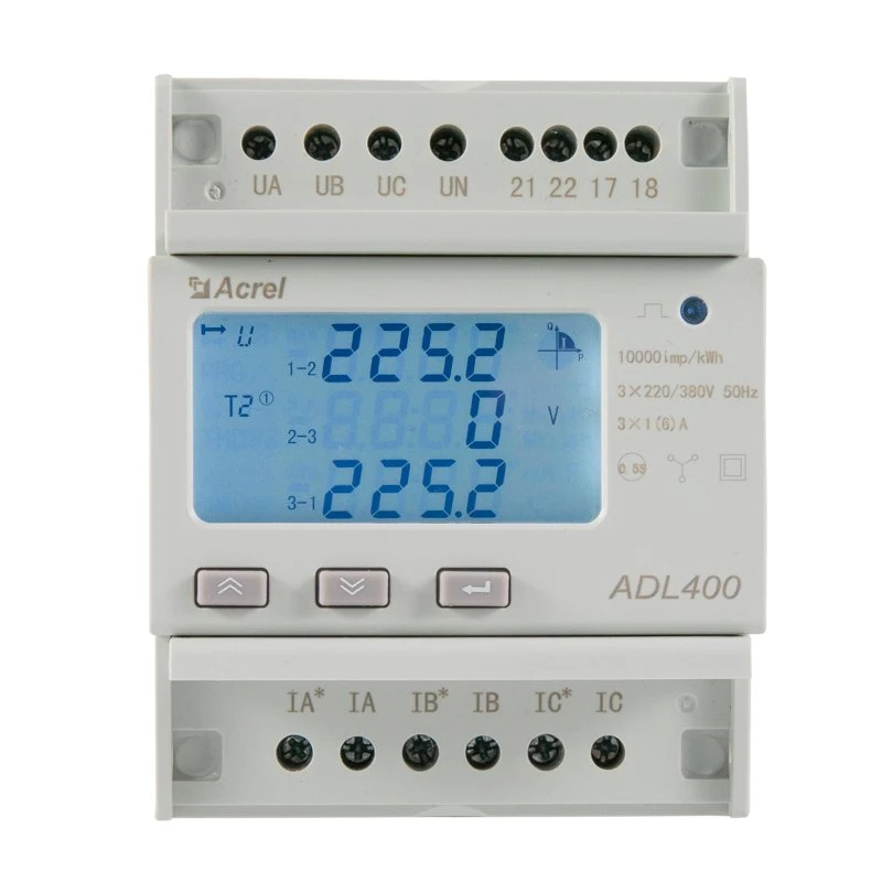 Acrel Adl400 شاشة LCD ثلاثية الأطوار DIN Rail Installation Smart Energy متر