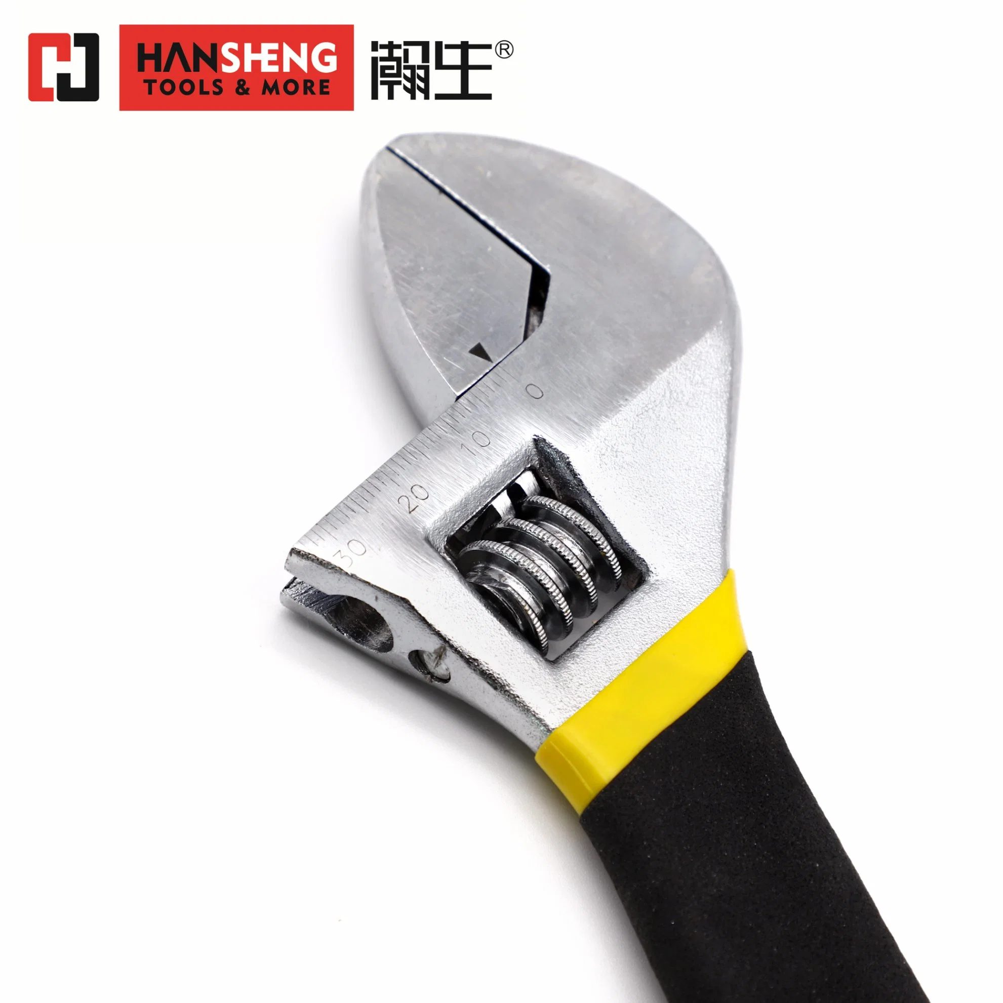 Professional Hand Tool, Hardware, Made of Carbon Steel, Chrome Plated, Dipped Handle, Adjustable Wrench Spanner