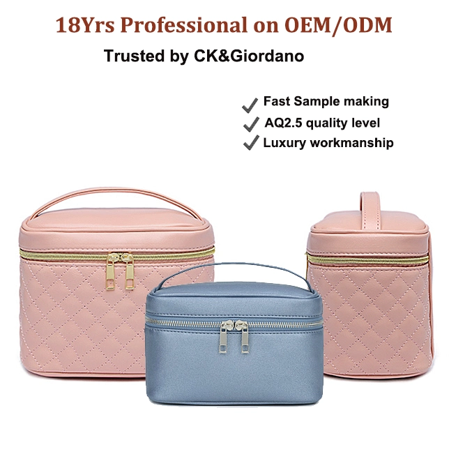 19 años Moda profesional Cuero almacenamiento de Viajes Joyería Reloj Vanity Maquillaje Estuches de tren herramienta Manicure maquillaje lápiz de belleza Teléfono Bolsa Cosmética maleta de carrito