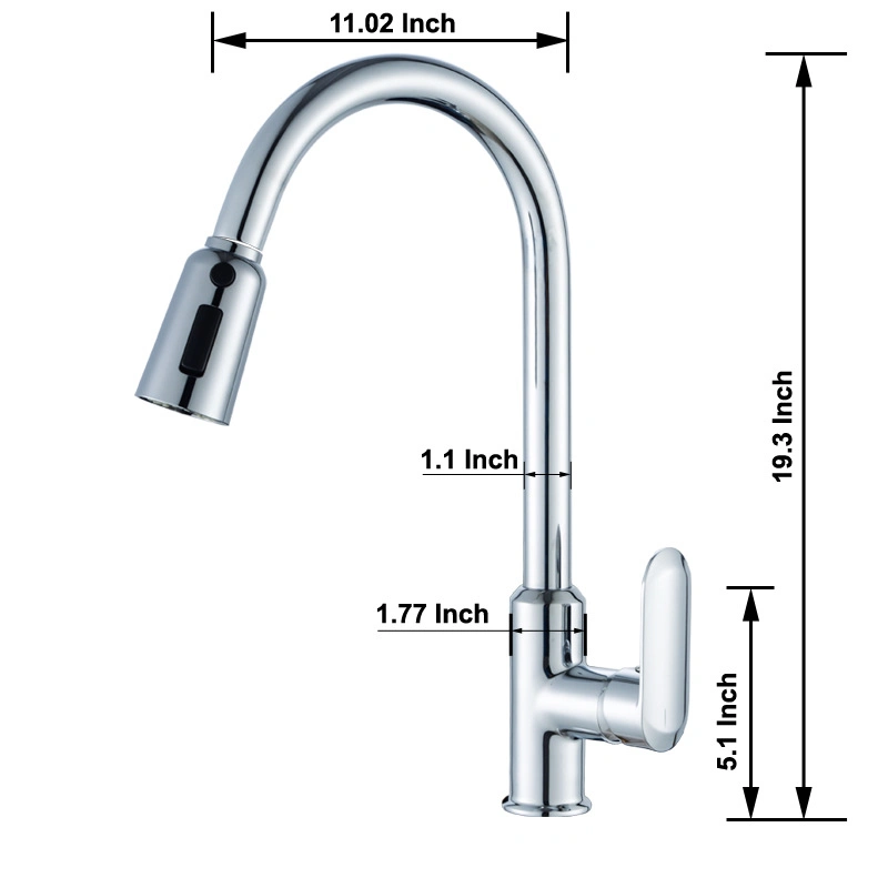 Dos funciones con pausa Abatir Grifo Cocina Latón grifo negro cromado sanitarias Orb grifo de cocina