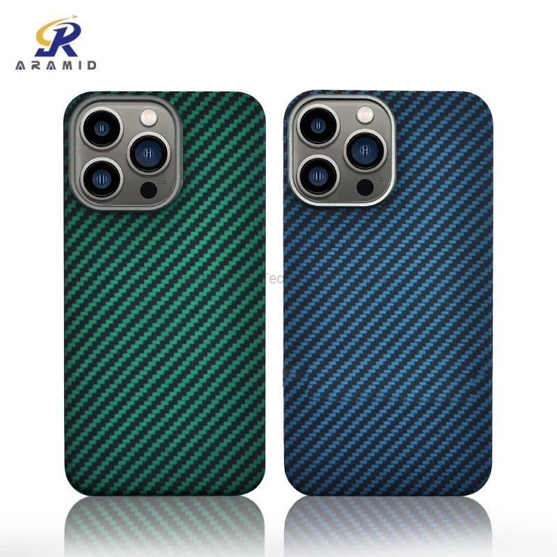 Para iPhone 13 anillo de metal Cámara Diseño Aramid Fibra funda de teléfono, Carbon Mobile cubierta