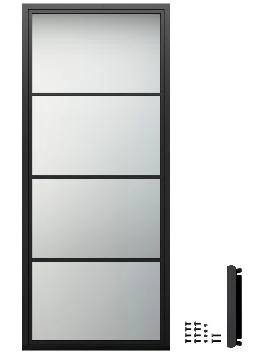 Black Iron Frame Loft Doors Carbon Steel Frosted Glass Sliding Barn Door