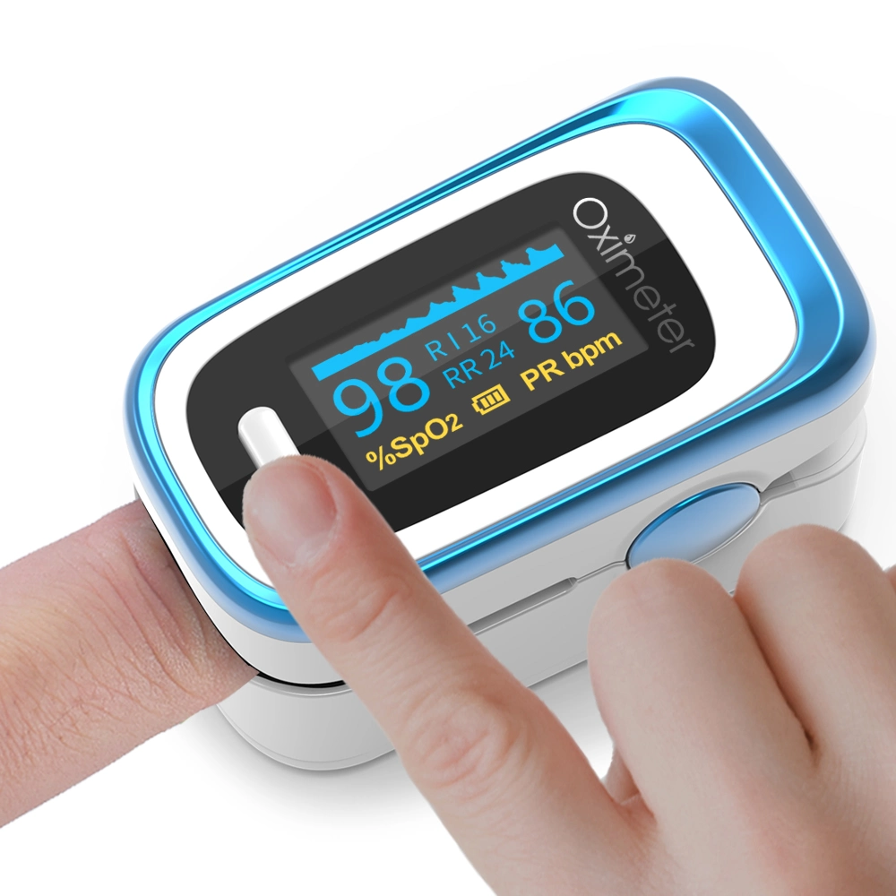 CE-zertifiziertes Fingerclip-Oximeter mit dem besten Fingertipp-Puls Oximeter mit zweifarbiger OLED-Anzeige